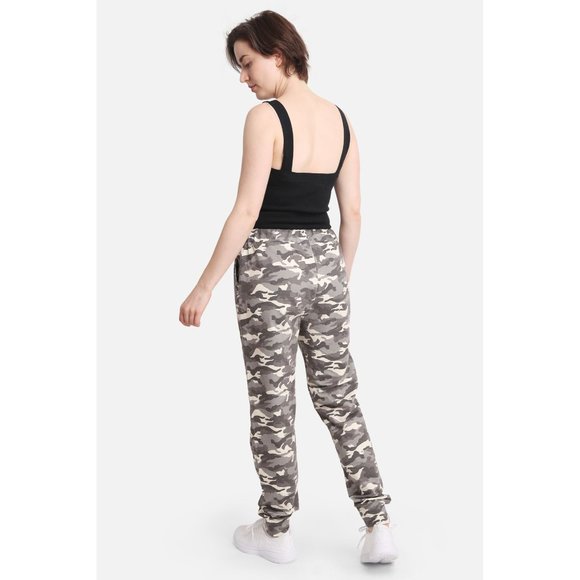 WOMEN'S GREEN/CREAM CAMO JOGGER PANTS W/FRONT POCKETS & TIE STRING-NWT S/M, L/XL - Picture 5 of 12